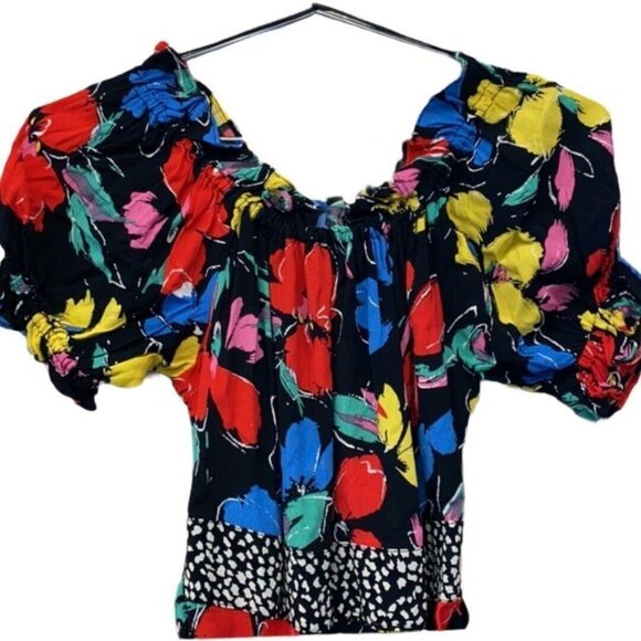 Black Floral Off the Shoulder Puff Sleeve Peasant Maxi Dress Rixo for Target - Picture 5 of 8